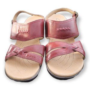 Clarks Women's Roseville Bay Red Leather Sandals Size 7.5